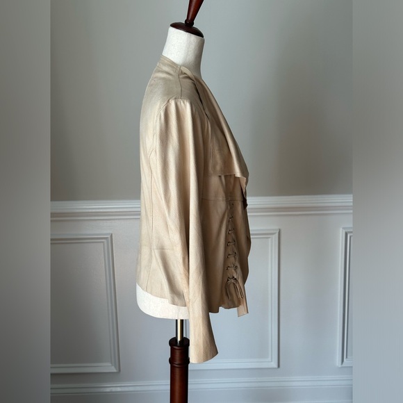 Insight New York Faux Suede Lace Up Drape Front Jacket size 6 - Picture 2 of 12